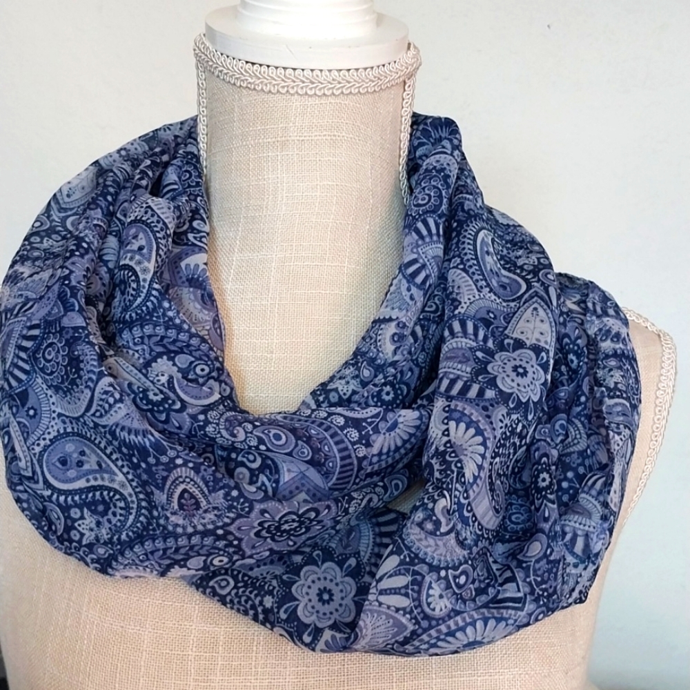 Scarf Blues Chiffon Sheer Light